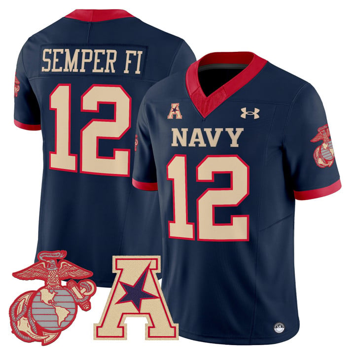 Semper Fi Jersey #12 Navy Midshipmen Vapor USMC Premier Stitched