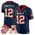 Semper Fi Jersey #12 Navy Midshipmen Vapor USMC Premier Stitched