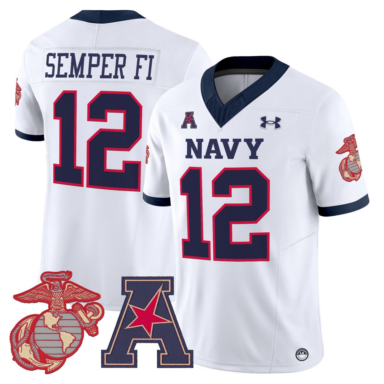 Semper Fi Jersey #12 Navy Midshipmen Vapor USMC Premier Stitched