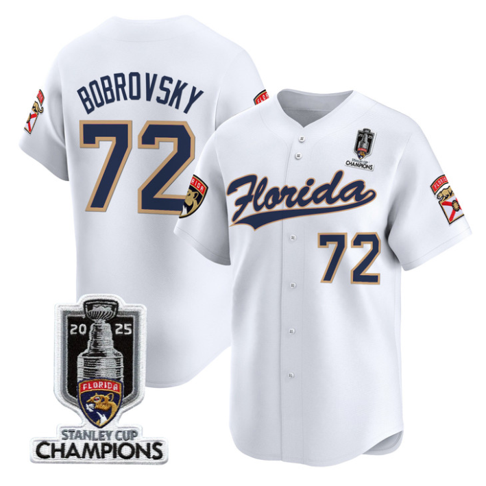 Sergei Bobrovsky Jersey #72 Florida Panthers 2025 Stanley Cup Champions