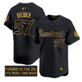 Shane Bieber Jersey #57 Cleveland Indians Gothic Iron Edition Stitched