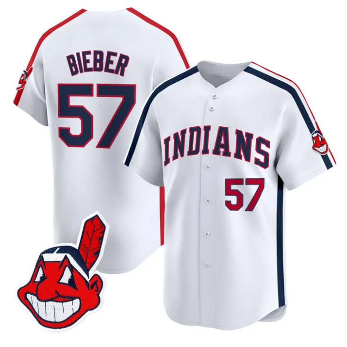 Shane Bieber Jersey #57 Cleveland Indians Ricky Wild Thing Vaughn Stitched