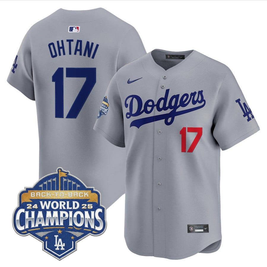 Shohei Ohtani Jersey #17 Dodgers 2025 Back-To-Back Champions Stitched