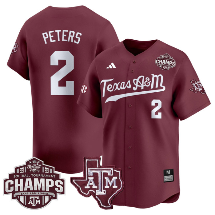 Sidne Peters Jersey #2 Texas A&M Aggies 2025 SEC Champions Patch Limited Stitched