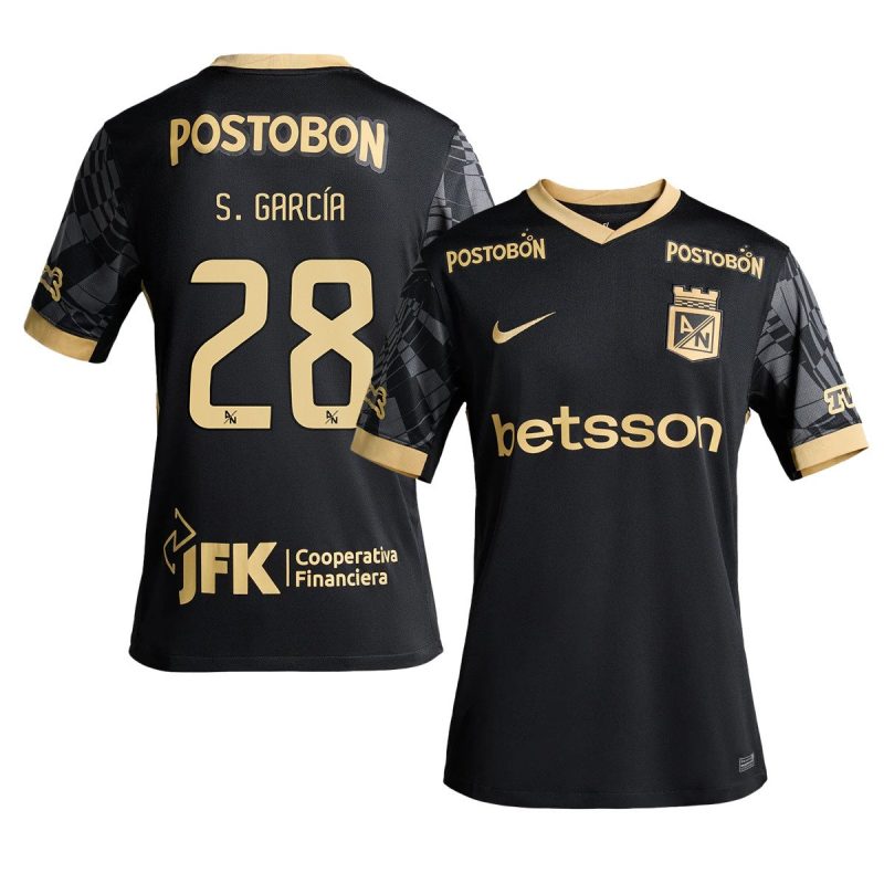 Simón García 28 Atlético Nacional 2025-26 Away Men Jersey – Black