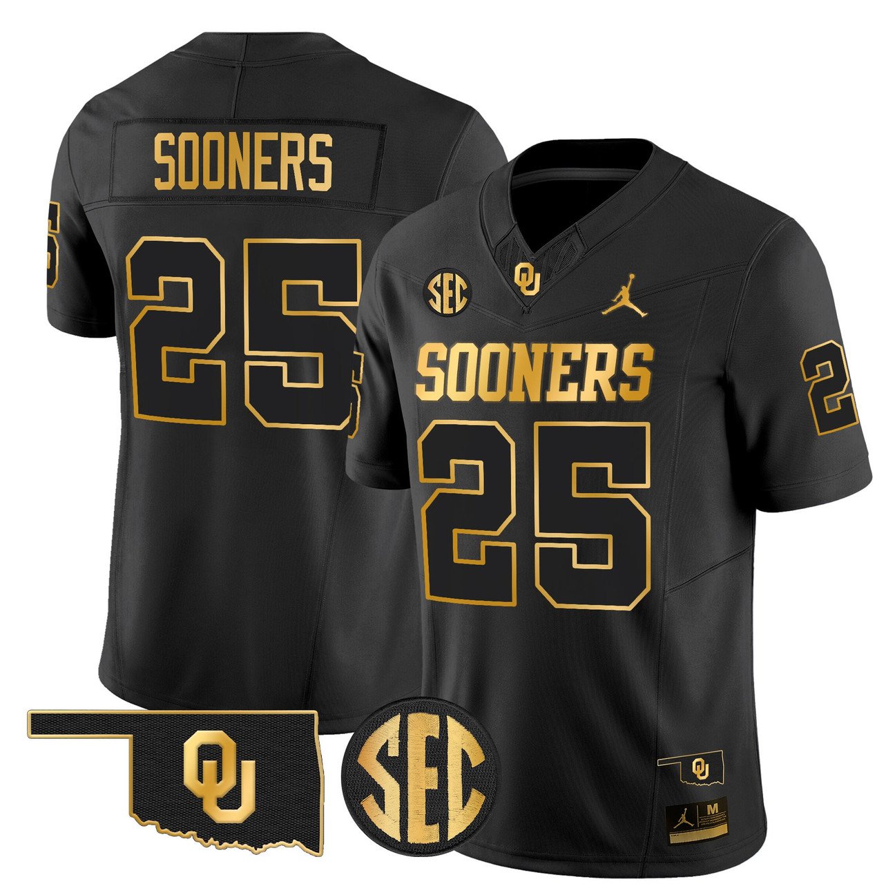 Sooners Jersey #25 Oklahoma Sooners 2025 Gold Vapor Limited Stitched