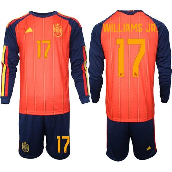 Spain #17 WILLIAMS JR. Jersey National Team x World Cup 2026 Long Sleeve Home Red On Field Soccer