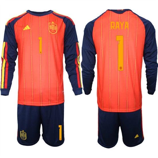Spain #1 RAYA Jersey National Team x World Cup 2026 Long Sleeve Home Red On Field Soccer