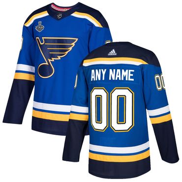 St. Louis Blues ANY NAME NHL Pro Home Jersey with 2019 Stanley Cup Finals Patch Stitched