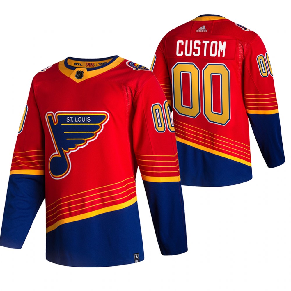 St. Louis Blues Custom Red 2020-21 Reverse Retro Alternate NHL Jersey Stitched