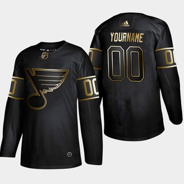 St. Louis Blues Customized Black Gold Jersey Stitched