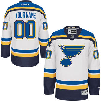 St. Louis Blues Reebok White Premier Away Custom Jersey Stitched
