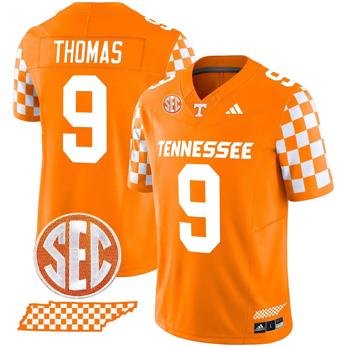Star Thomas Jersey #9 Tennessee Vols Rebrand 2026 Checkerboard Stitched