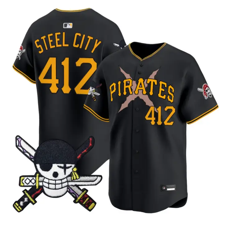 Steel City Jersey #412 Pittsburgh Pirates One Piece Zoro Patch Stitched