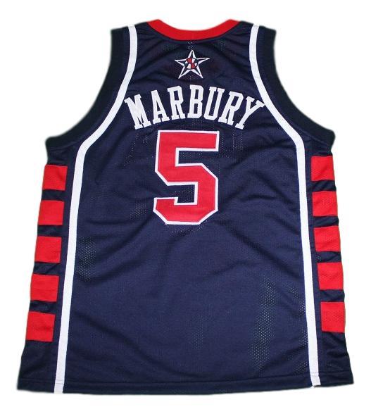Stephon Marbury Jersey #5 Team USA Basketball Sewn Navy Blue