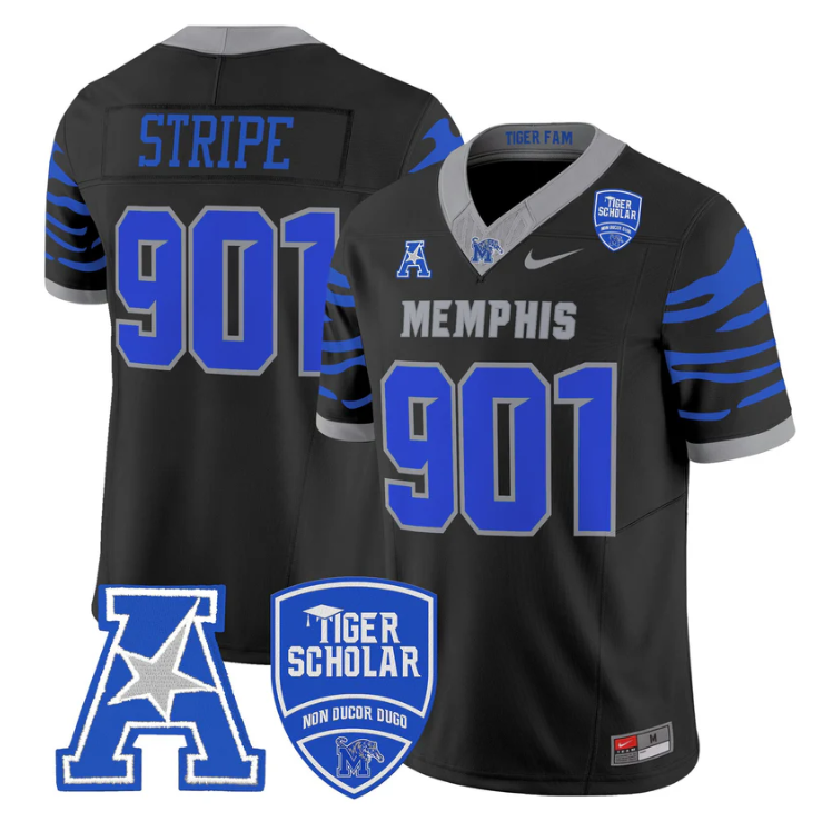 Stripe Jersey #901 Memphis Tigers 2025 Vapor Limited Stitched Black