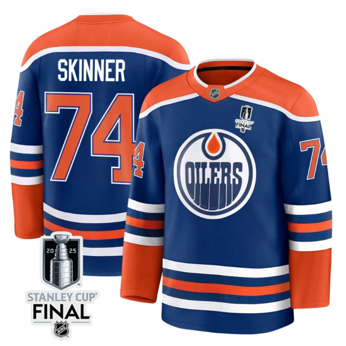 Stuart Skinner 74 Edmonton Oilers 2025 Stanley Cup Final Home Breakaway Men Jersey
