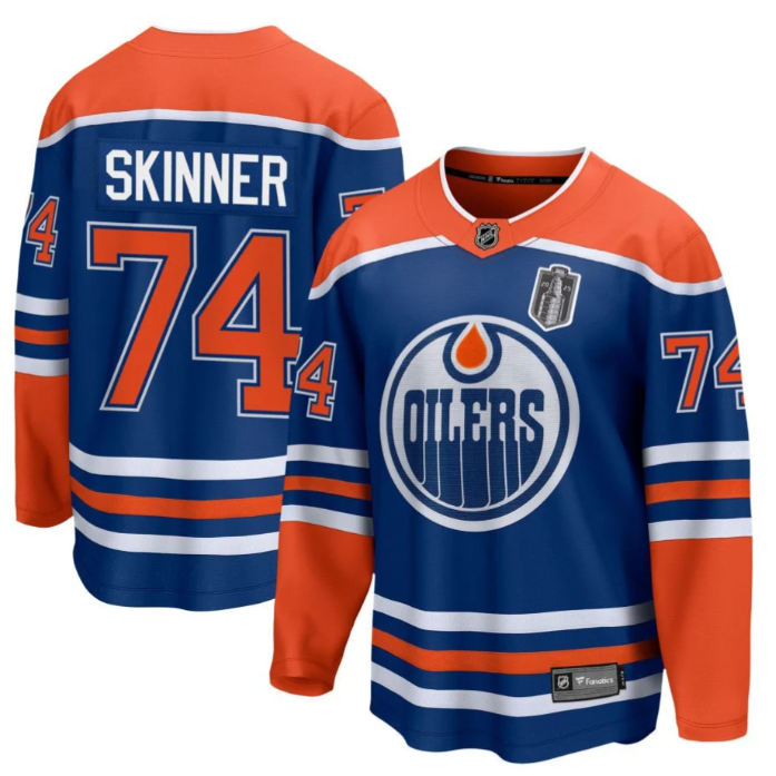Stuart Skinner 74 Edmonton Oilers 2025 Stanley Cup Final Home Breakaway Men Jersey