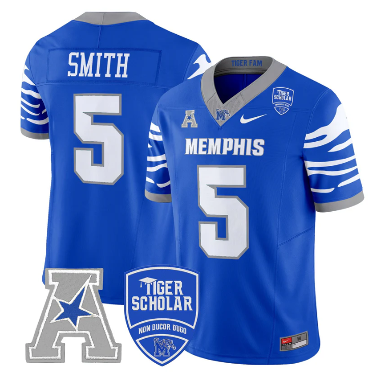 Sutton Smith Jersey #5 Memphis Tigers 2025 Vapor Limited Stitched Royal