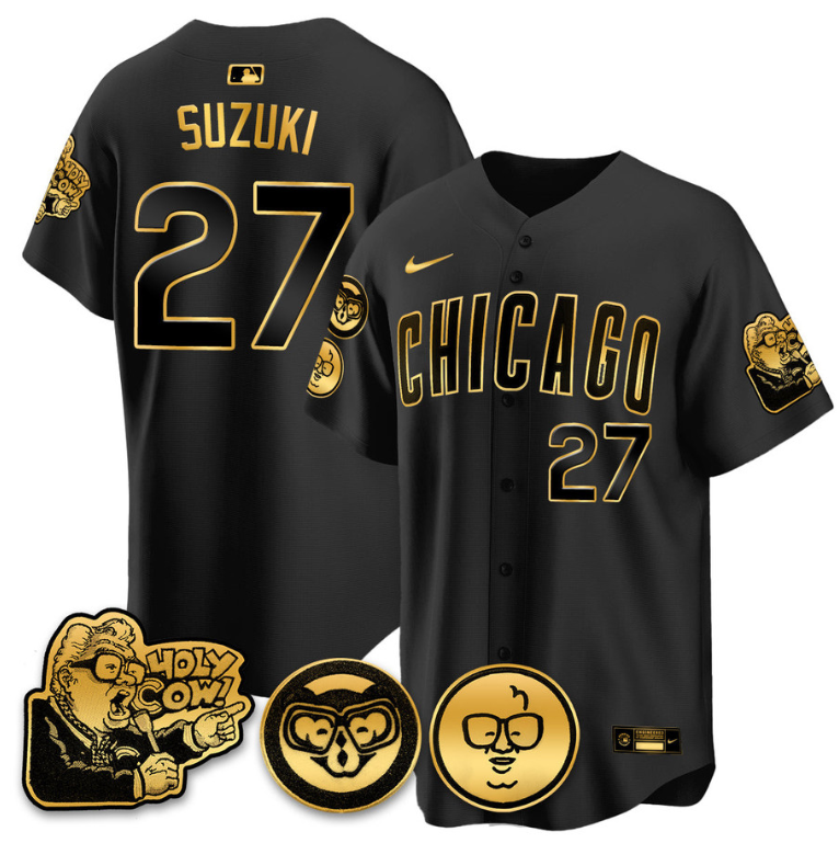 Suzuki Seiya Jersey #27 Chicago Cubs Harry Caray Holy Cow Patch Premier Limited Stitched