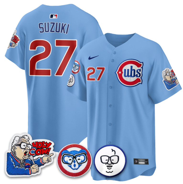 Suzuki Seiya Jersey #27 Chicago Cubs Harry Caray Holy Cow Patch Premier Limited Stitched
