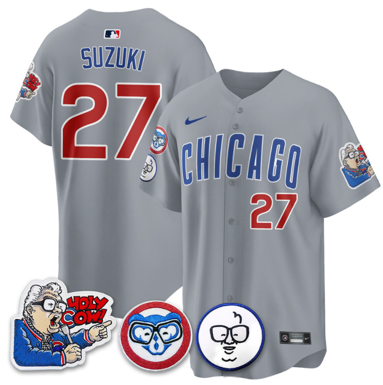 Suzuki Seiya Jersey #27 Chicago Cubs Harry Caray Holy Cow Patch Premier Limited Stitched