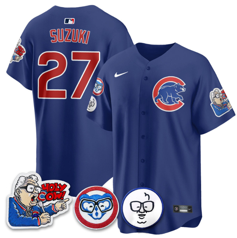 Suzuki Seiya Jersey #27 Chicago Cubs Harry Caray Holy Cow Patch Premier Limited Stitched