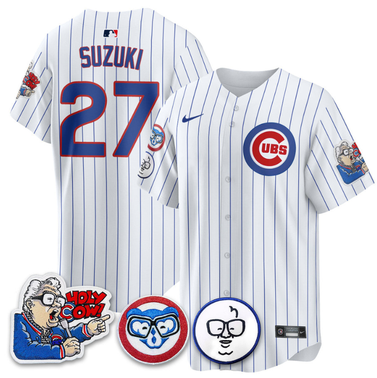 Suzuki Seiya Jersey #27 Chicago Cubs Harry Caray Holy Cow Patch Premier Limited Stitched