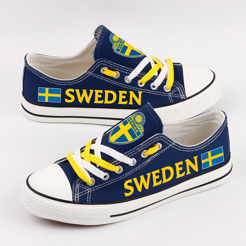 Sweden Low Top Canvas Sport Sneakers Shoes For Men Women Fans