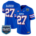 T.J. Harden Jersey #27 SMU Mustangs 2026 Holiday Bowl Patch Stitched Blue