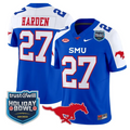 T.J. Harden Jersey #27 SMU Mustangs 2026 Holiday Bowl Patch Stitched Blue Alternate