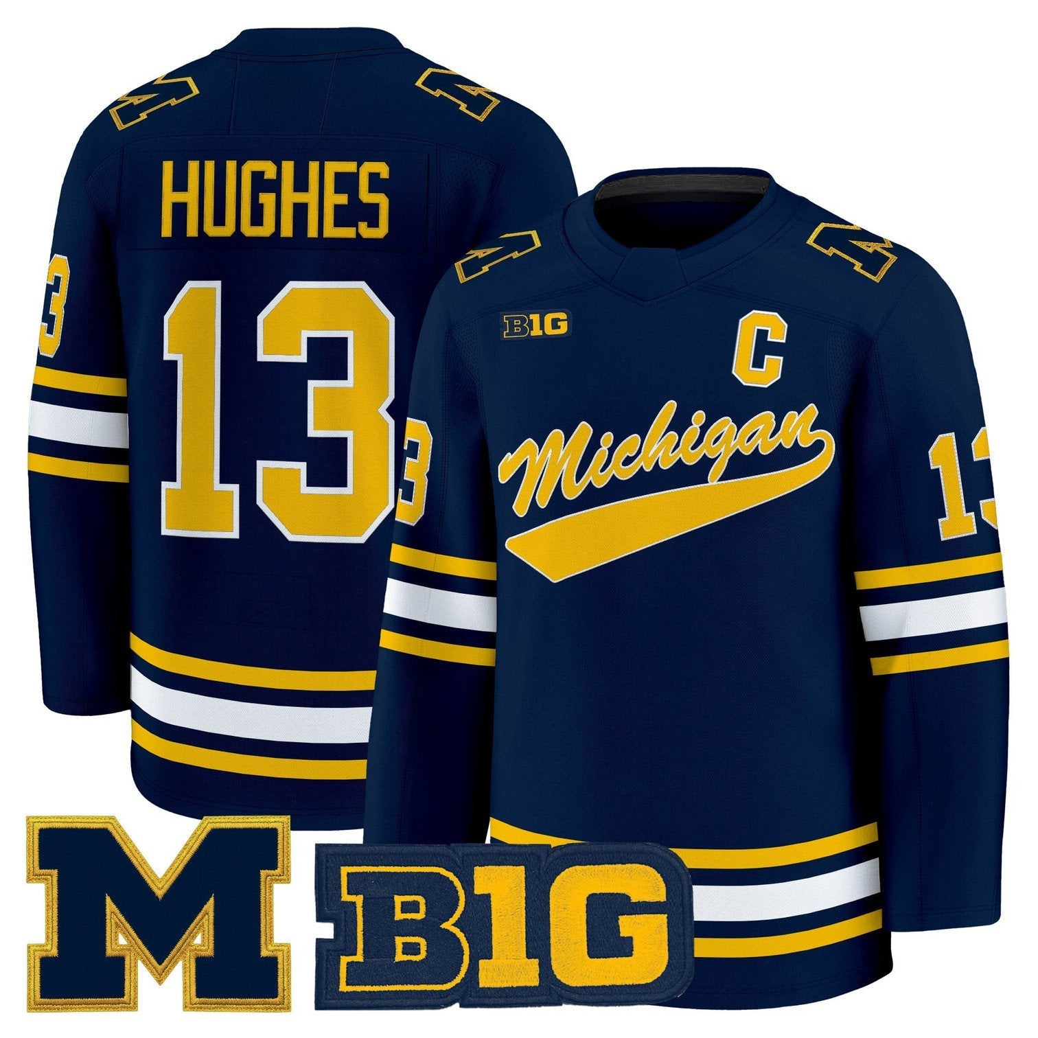 T.J. Hughes Jersey #13 Michigan Wolverines 2025-26 Premium Stitched Maize
