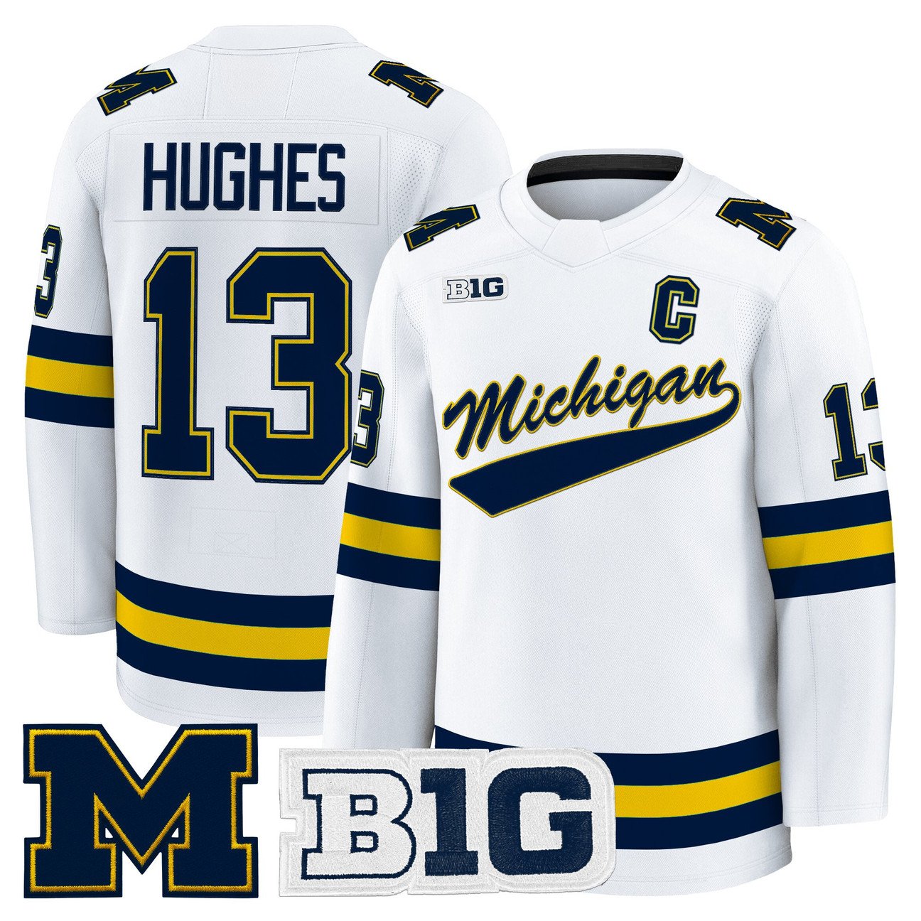 T.J. Hughes Jersey #13 Michigan Wolverines 2025-26 Premium Stitched Maize