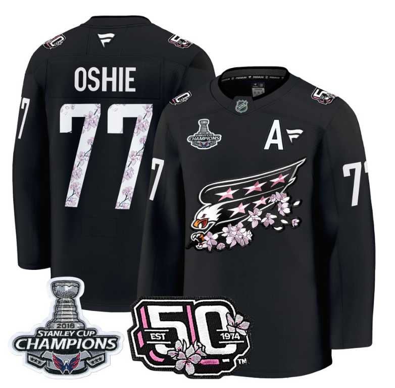 T.J. Oshie Jersey #77 Washington Capitals 50th 2018 Stanley Cup Champions Patch