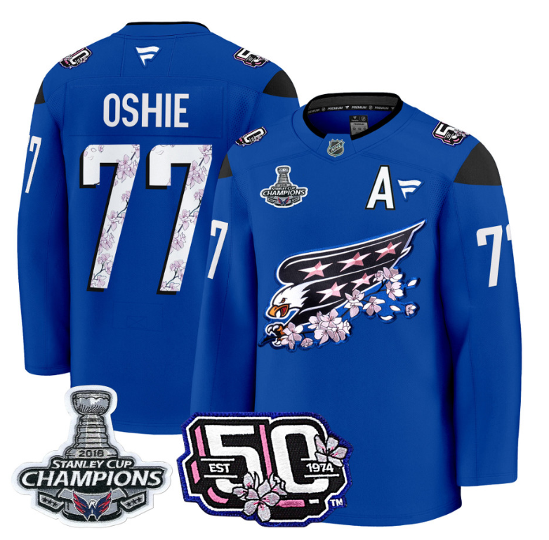 T.J. Oshie Jersey #77 Washington Capitals 50th 2018 Stanley Cup Champions Patch