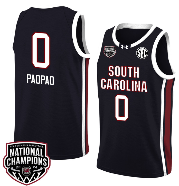 Te-Hina Paopao Jersey #0 South Carolina Gamecocks 2024 NCAA Basketball National Champions Black