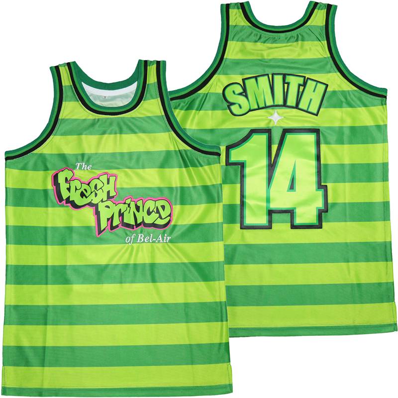 The Fresh Prince Of Belair #14 Smith Movie Basketball Jersey Green