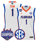 Team Jersey #1 Florida Gators 2025 National Champions Patch Stitched White