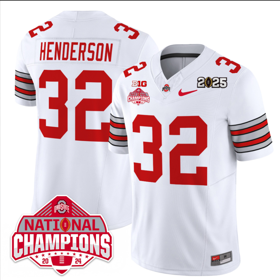 Treveyon Henderson Jersey #32 Ohio State 2025 CFP Patch National Champions