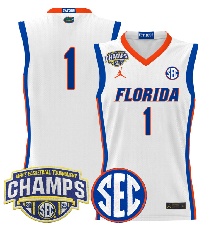 Team Jersey #1 Florida Gators 2025 Tournament Champions Patch White