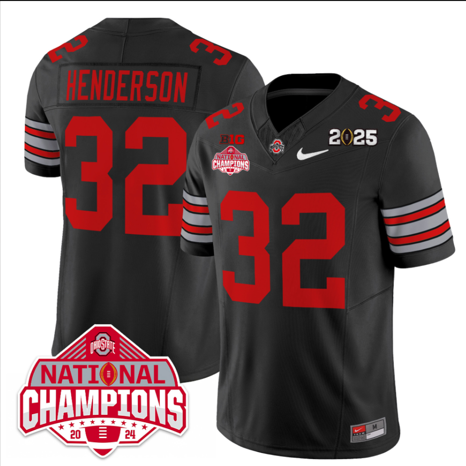 Treveyon Henderson Jersey #32 Ohio State 2025 CFP Patch National Champions