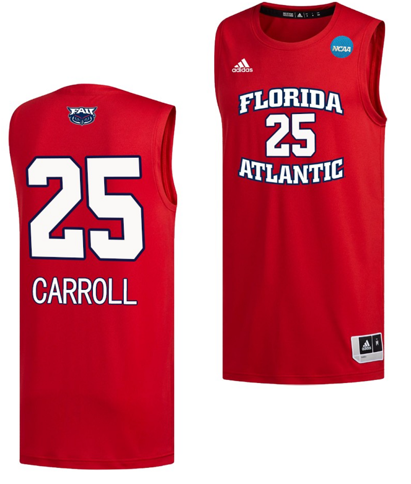 Tre Carroll Jersey #25 FAU Owls NCAA March Madness Alternate Basketball Red