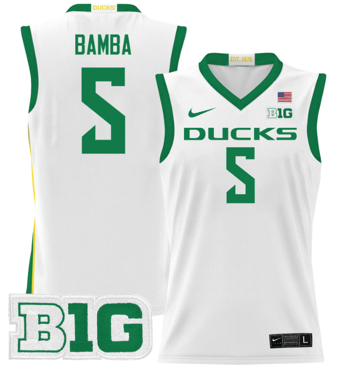 TJ Bamba Jersey #5 Oregon Ducks 2024 Lightweight Basketball White