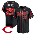 TJ Friedl #29 Cincinnati Reds Black Jersey - All Stitched