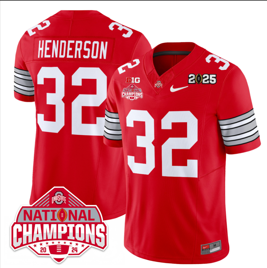 Treveyon Henderson Jersey #32 Ohio State 2025 CFP Patch National Champions