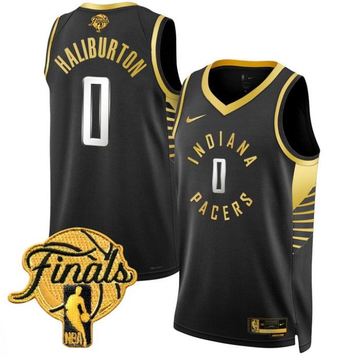 Tyrese Haliburton Jersey #0 Indiana Pacers 2025 Finals Swingman Stitched Black Gold