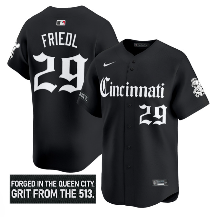 TJ Friedl Jersey #29 Cincinnati Reds Gothic Queen City Edition Stitched