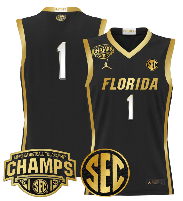 Team Jersey #1 Florida Gators 2025 Tournament Champions Patch Black Gold