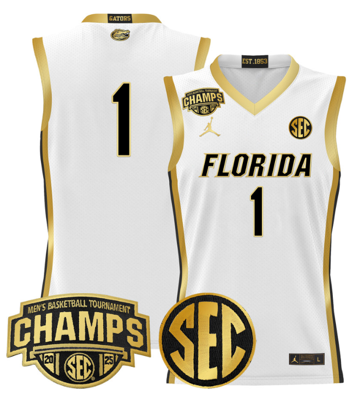 Team Jersey #1 Florida Gators 2025 Tournament Champions Patch White Gold