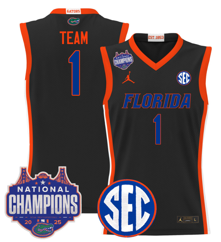 Team Jersey #1 Florida Gators 2025 National Champions Patch Stitched Black